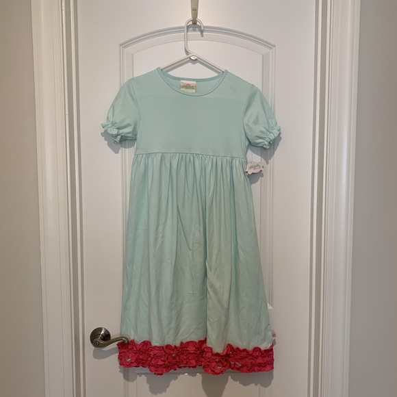 Lolly Wolly Childs Short Sleeve Dress Pink Ruffles 12 - Picture 1 of 13